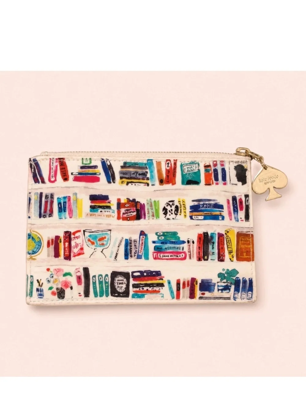 Kate Spade Bella Bookshelf Pencil Pouch Book Print Cosmetic Bag Accessories